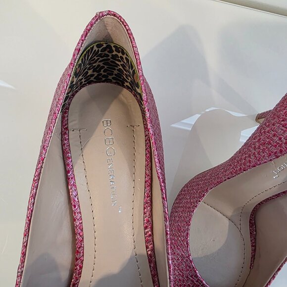 BCBGeneration Pink Woven Stiletto Heels 👠 Size 7 - Picture 12 of 14
